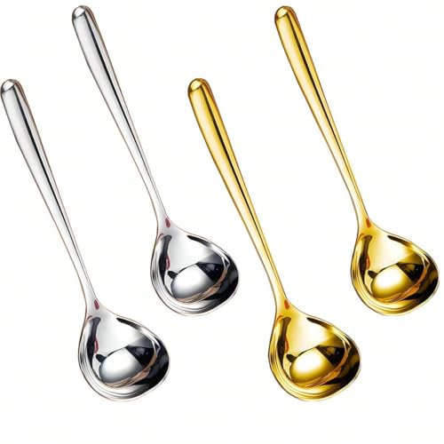 QHFlashbuy Mestolo Cucina,4 Pezzi Cucchiaio da Buffet,Cucchiai da Zuppa in Acciaio Inox Cucchiaio da Insalata Grande,Mestolini per la Cucina del Ristorante di Casa Dell'hotel 20cm