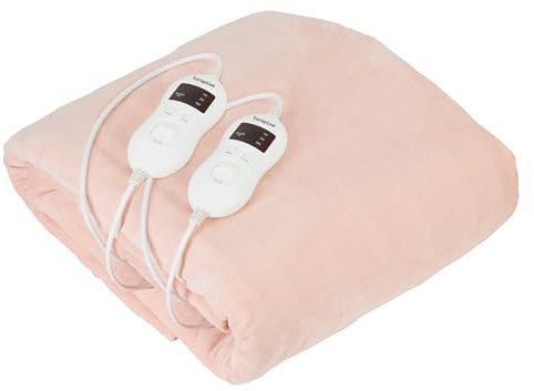 briebe Calienta Camas Eléctrico Doble 150 x 160 cm, 8 Niveles Temperatura, Temporizador, Lavable, Suave,Forro Polar Beige, Cama de Matrimonio, 120W, EB1134