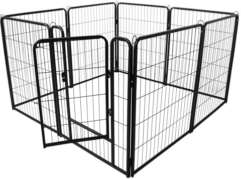 YARDIN Welpenauslauf DIY Metall Welpenlaufstall, Faltbar mit Tür Hundelaufstall für WohnungFür Hund, Katze, Welpe, Kaninchen, Hühner 8 Gitter je 80 x 65 cm