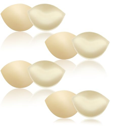 FUIPVGI 4 Pairs Bra Pads Inserts Removable Push Up Breast Chest Enhancer Bra Foam Sponge Pads Bra Pads Inserts,Bra Inserts Push Up for Bikini Lingerie Top Swimsuit (Beige)