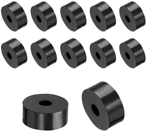 QUARKZMAN 12Pcs Entretoises en Caoutchouc de 25mm de Diamètre Extérieur, 6,5mm de Diamètre Intérieur, 10mm de Hauteur, Rondes, Anti-Vibrations, Rondelles en Caoutchouc Épaisses