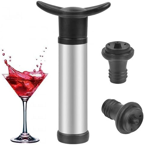 Vinvakuumpump och 2 proppar – rostfritt stål vinsparare för att hålla vinet färskt – lättanvänd vinförseglare presentset
