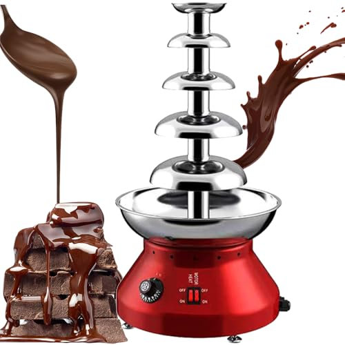 Máquina Comercial de Fuente de Chocolate de 230 W, 5 Niveles de Acero Inoxidable para Fondue de Chocolate con Temperatura Ajustable, Fuente de Chocolate para Fiestas, Bodas y reuniones Familiares