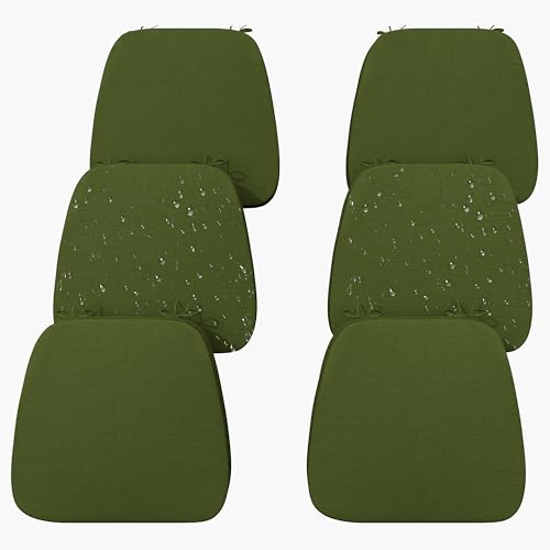 Iristykilin 17'' x 16'' x 2.5Thick Chair Cushions for Dining Chairs, 6 Pack WaterProof Easy Clean Kitchen Chair Pads with Ties and Non-Slip Backing - 30D High Elastic Foam Soft Kitchen Chair Cushions
