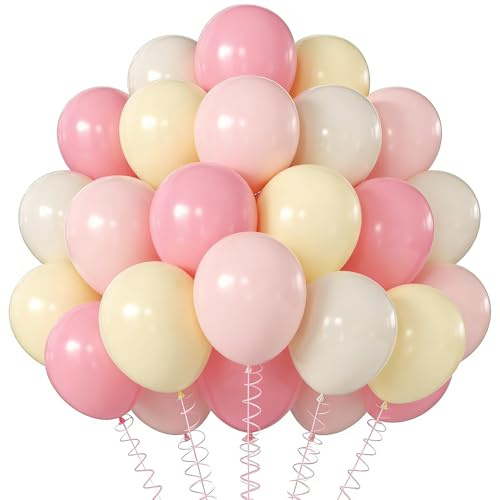 Rosa och gula sandvita ballonger 30 cm 60-pack pastelllatexballonger för födelsedag möhippa bröllop examen festdekorationer