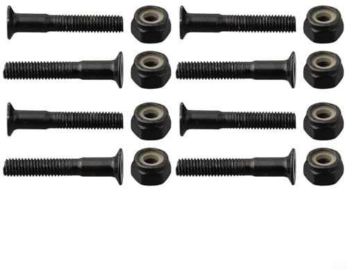 16 viti e dadi di ricambio per skateboard e longboard, accessori con struttura media in acciaio al carbonio e trattamento antiruggine (nero, M5 x 30 mm)