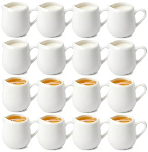 12 bricco per latte in porcellana, 50 ml, piccolo bricco per latte in ceramica con manico, bricco per espresso, bricco per schiumatore, mini bricco per panna, cappuccino, latte art, latte, salse