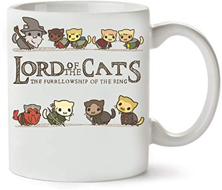 BakoIsland Lord of The Cats The Furrlowship of The Ring Mug - Funny cat Mug - cat Lovers - Christmas Gifts for Women and Men - 11oz