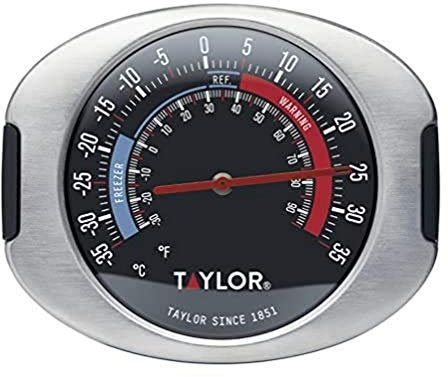 Taylor TYPTHFRIDGESS Pro Freezer and Fridge Thermometer, Stainless Steel , Blue