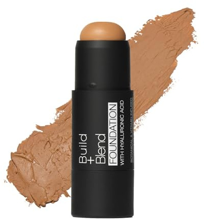 Palladio BUILD & BLEND Foundation Stick, Medium Coverage Buildable Contour Stick for Face, Ultra Blendable Creamy Formula for a Natural Shine Free Finish, (Warm Caramel)