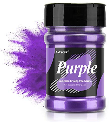 Epoxidharz Farbe metallic, Seifenfarbe, für die Seifenherstellung, Mica Powder, Epoxy Resin Farbe Farbpigmente Pigmentpulver Farben Pigment, Farbe für Epoxidharz, Lipgloss Farbe - 60g lila (Pulver)