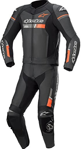 Alpinestars Tuta in pelle con protezioni per moto, 2 divisori, GP Force Chaser, in pelle, 2 pezzi, nero/rosso, 58, uomo, atleta, estate
