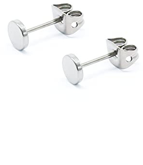 Artskin Titan Ohrstecker Hypoallergen für Damen Herren Mädchen 3mm-5mm Optionen Roségold/Gold/Silber/Schwarz Rund Flach Scheibenohrringe für empfindliche Ohren