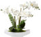 Hollyone Artificial Flowers Orchid Phalaenopsis Fake Flowers Arrangement in White Pot for Home Windowsill Wedding Centerpiece Table Kitchen Bathroom Decoration, Height 14.9”/38cm, White
