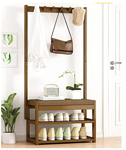 NATWEE 2-in-1-Kleiderständer mit Schuhaufbewahrungsbank, Eingangsbereich, Garderobe, Kleideraufbewahrung, Organizer für Schlafzimmer, Eingangsbereich, 58 x 29 x 168 cm It's so Kind of You