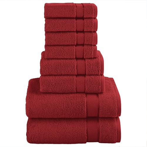 Elegant Comfort Juego de Toallas de algodón de 8 Piezas, Incluye 4 toallitas, 2 Toallas de Mano y 2 Toallas de baño, 100% algodón Turco, Toallas Altamente absorbentes y súper Suaves para baño, Color