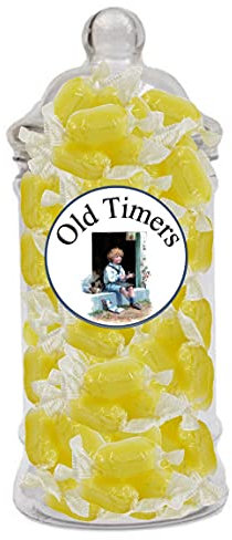 Old Timers Sherbet Lemon Traditional Hard Boiled Sweets by Stockley's in Reusable Victorian Style Jar 600 grams