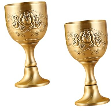 Cabilock Set Di 2 Bicchieri Da Vino Bianco in Bronzo Stile Europeo Calice Da Vino Reale Bicchiere Da Festa Decorazione Retrò