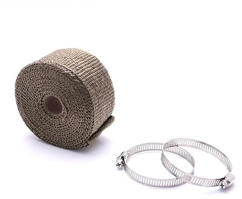 Hitzeschutzband,Auspuff Hitzeschutzband Motorrad Gold Weiß Schwarz Auspuffrohr Anti-Hitze-Tuch Universal Motorrad Roller Motor Auspuffrohr Heiße Isolierung Wrap Roll(Color:golden)