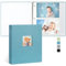 Vienrose Fotoalbum Selbstklebend, 3-Ring-Design, Leinendecke, 40 Blatt/80 Seiten, für Fotos 10x15, 13x18, 18x24 cm (Blau)