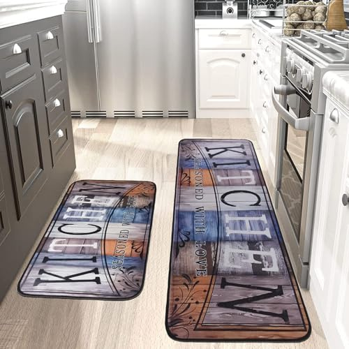 7VSTOHS Lot de 2 tapis de cuisine antidérapants lavables pour cuisine, entrée, couloir, 43 x 75 + 43 x 150 cm