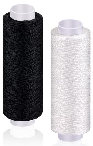 200 Yards Nähgarn Schwarz, Nähgarn Weiß, Polyestergarn, Stickgarn Schwarz, Nähgarnfür Nähmaschine zum Handquilten, Sticken, Basteln