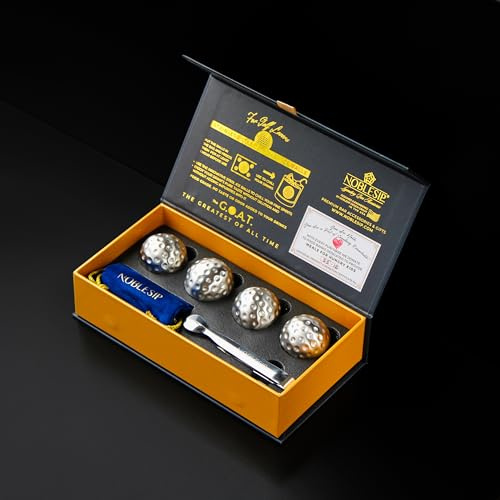 Whisky Bourbon Chilling Set di 4 palline di ghiaccio a forma di sfere di ghiaccio, set in confezione regalo di design, con pinze e sacchetto di velluto. Nuovo regalo NOBLESIP home bar regalo, ottimo e