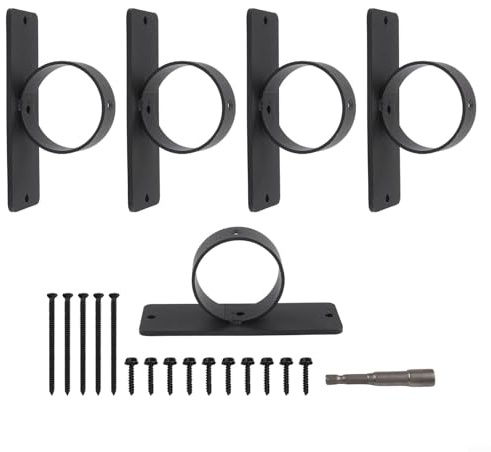 Gdfnmogo 5 soportes de cuerda de acero inoxidable para valla de anillo negro con accesorios de montaje para barandilla, muelle, jardín, patio, decoración, fácil de instalar, resistente a la corrosión