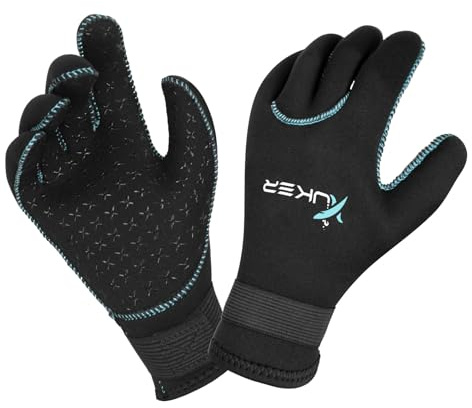 XUKER Kids 3mm Neoprene Wetsuit Gloves - Thermal Warmth for Diving, Scuba, Snorkeling, Kayaking & Swimming - Youth Water Sports Gloves(Black, M)