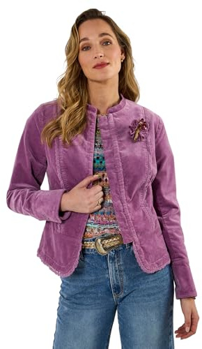 Joe Browns Women's Moleskin Lace Trim Military Jacket, Regular, Purple, UK 10