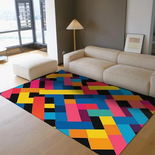 Modern geometric 90x150 Alfombras retaladas alfombras coloridas salón alfombras abstractas lavables suaves dormitorios alfombras resistente manchas pelo bajo mediados siglo comedor oficina