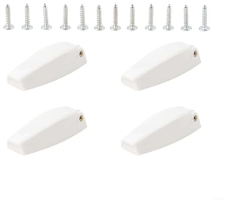 Lot de 4 crochets de porte à bagages blancs en ABS pour camping-car remorque avec mécanisme à ressort et 12 vis pour une fixation sûre de la porte lors du chargement et du déchargement