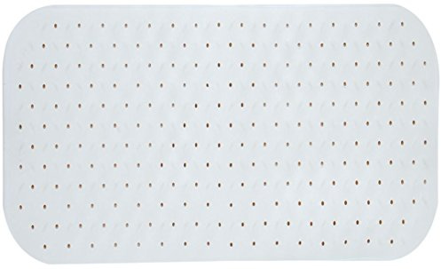 MSV Premium Duschmatte Badematte Badewannenmatte Badewanneneinlage antibakteriell rutschfest mit Saugnäpfen-Weiß-duftet nach Rosen-ca. 36 x 65 cm-waschbar bei 60° Grad, White, Unique