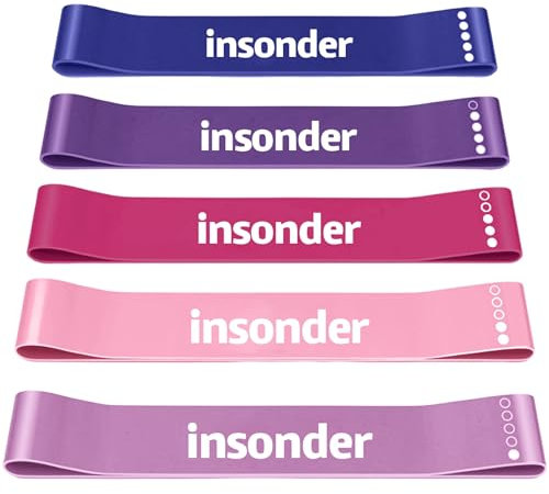 Insonder Resistance Band Women Set of 5 - Exercise Bands Resistance for Women or Men - Stretch Bands for Exercise - Elastic Bands Gym & Pilates Band - Stretching Booty Bands - Fitness, Workout, Physio