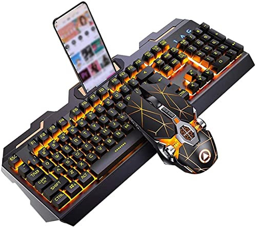 NCRD LED Clavier de Jeu mécanique et Jeu Combo de Souris, Clavier de Jeu rétro-éclairé Multicolore