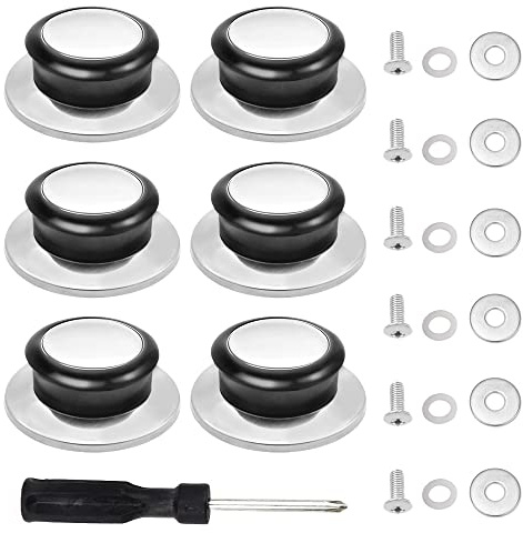 BouGPeng Lot de 6 Bouton de Couvercle de Casserole Universelle Boutons de Couvercle de Pot en Acier Inoxydable Remplacement Poignée de Couvercle en Verre Bouchons de Rechange de Cuisine