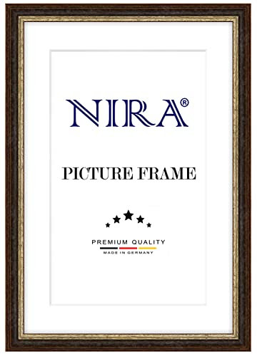 NiRa Massiv Holz Bilderrahmen 33 x 98 cm in Alt-Schwarz Silber | Farbe und Größe wählbar | Rahmen für Poster | Puzzle | Foto collage HD087