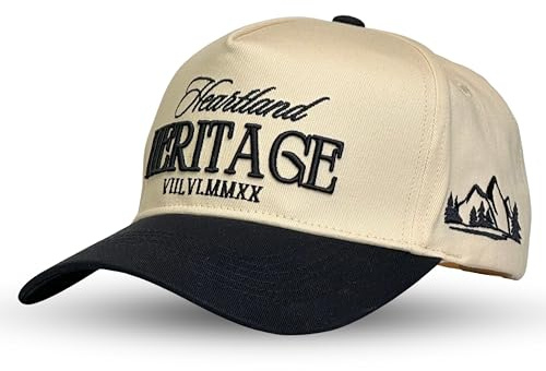 Vintage Western Trucker Hat | Men & Women | Embroidered Trendy Caps | Country Cute Hats for Cowgirls & Cowboys | Camo Denim Cotton Styles | Snapback Hat (Heartland Heritage | Black)