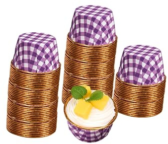 Paquete de 100 tazas de aluminio para hornear cupcakes de 3.5 onzas, mini forro de magdalenas, moldes desechables para magdalenas, envoltorios para magdalenas para boda, cumpleaños, San Valentín, a