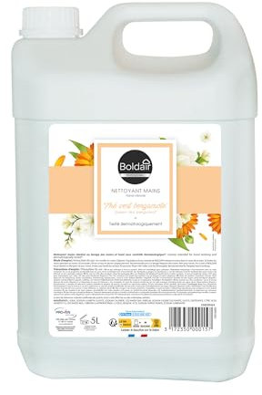 BOLDAIR- Nettoyant mains the vert bergamote- Formule nettoyante, Hydratante et adoucissante- 5L- Fabrication Française