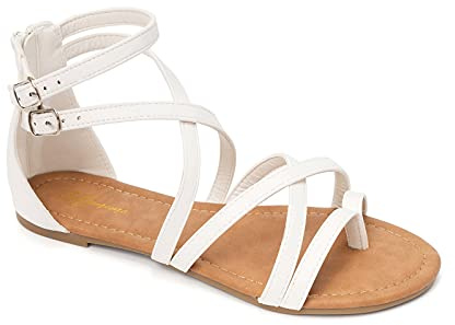 HEVA Damen Casual Riemchensandalen Komfort Einstellbare Flache Sandalen