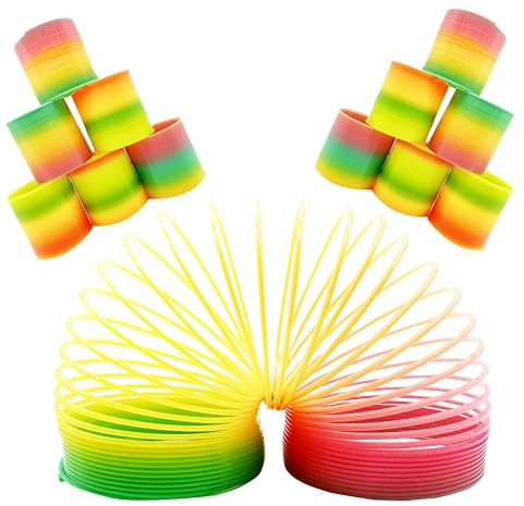 Confezione da 6/12 Giocattoli a Molla Arcobaleno - Ø6,5 - Bambino e Bambina - Riempire Piñata, Regali Compleanno a Scuola, Dettagli Feste Compleanno, Giochi, Comunioni, Regali per Bambini, Matrimoni