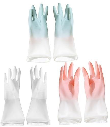 ANDRESLAD Wasserdichte Haushaltshandschuhe Rutschfeste Gummihandschuhe Für Küche Und Wäsche Schützende Spülhandschuhe Wiederverwendbar Farblich Sortiert Vielseitig Für Reinigung Und Gartenar