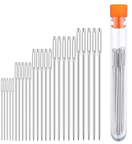 Syålar stort öra handnål, 50 st sy nålar stora sticknålar handnål stora öronstift broderinålar stora nålar 4,2 cm, 4,6 cm, 5,2 cm, 5,6 cm, 6 cm (50)