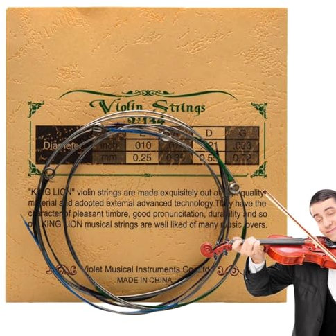 Holdes Violinsaiten Ersatz,Geigensaiten - Geigensaite, satter Klang, massiver Stahlkern,Handgefertigte Geigen-Ersatzsaiten für alle Niveaus