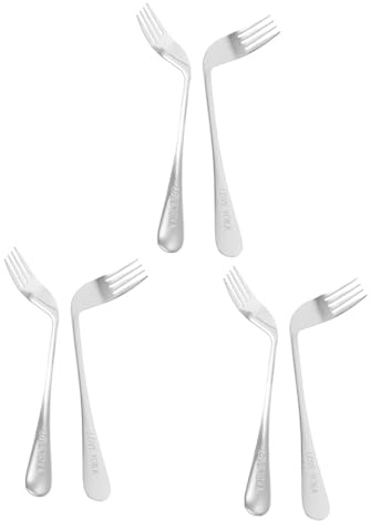 Ipetboom 6piezas Tenedores Curvados De Inoxidable Para Mayores y Pacientes Utensilios De Alimentación Autoalimentación Para Comidas Casa