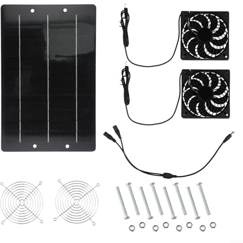 AugustknowU Ventilatore per finestre, 40 W, a energia solare, ventola di scarico per serre e animali domestici, per varie impostazioni come camper, serre