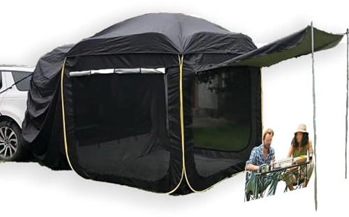 GZGHRZQS Bilbagagerumstält för Camping - Baklucka Markis SUV-Tält 5-6 Personer, Uppklappbart Bakre Tält med Skuggbalkäng & Förvaringspåse, Universal Passform för Bilar, SUVs, Minibussar - Vattentätt