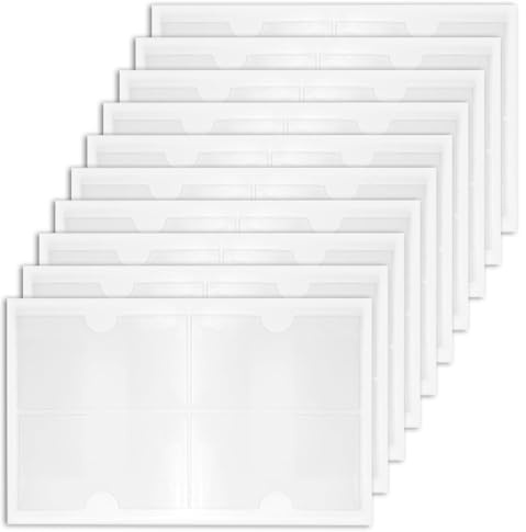 40 Stück PVC Etikettenhalter, selbstklebend, 60 x 100 mm, transparent | 40 transparente PVC-Etikettenhalter mit selbstklebender Rückseite; für Parkscheine, Ausweise, Etiketten und Visitenkarten.