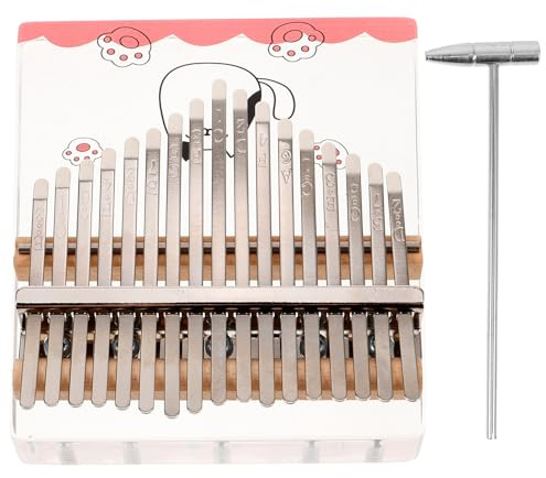 GLEAVI Kleine Tragbare Kalimba 17 Tasten Daumenklavier aus Transparentem Acryl mit Cartoon Muster Kleiner Kalimba Fingerklavier für Anfänger und Musikliebhaber